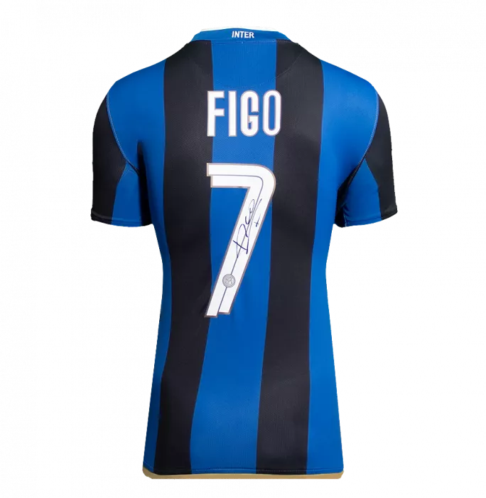 Icons Luis Figo Back Signed Internazionale 2008-09 Home Shirt In Deluxe Packaging