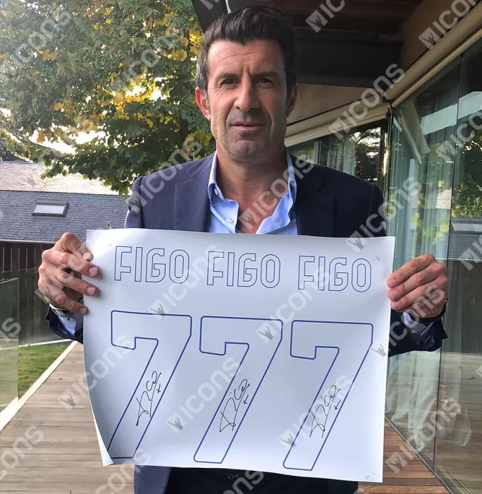 Icons Luis Figo Back Signed Modern Internazionale Home Shirt With Fan Style Numbers