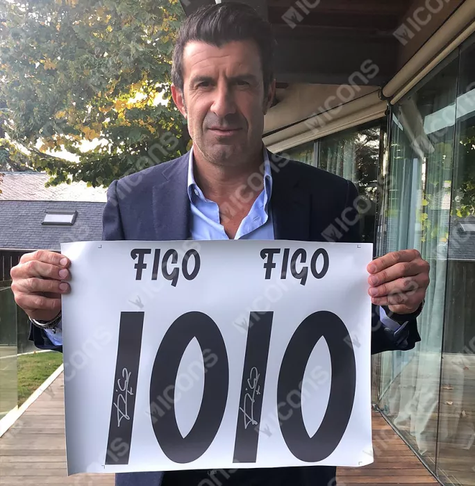 Icons Luis Figo Back Signed Modern Real Madrid CF Home Shirt