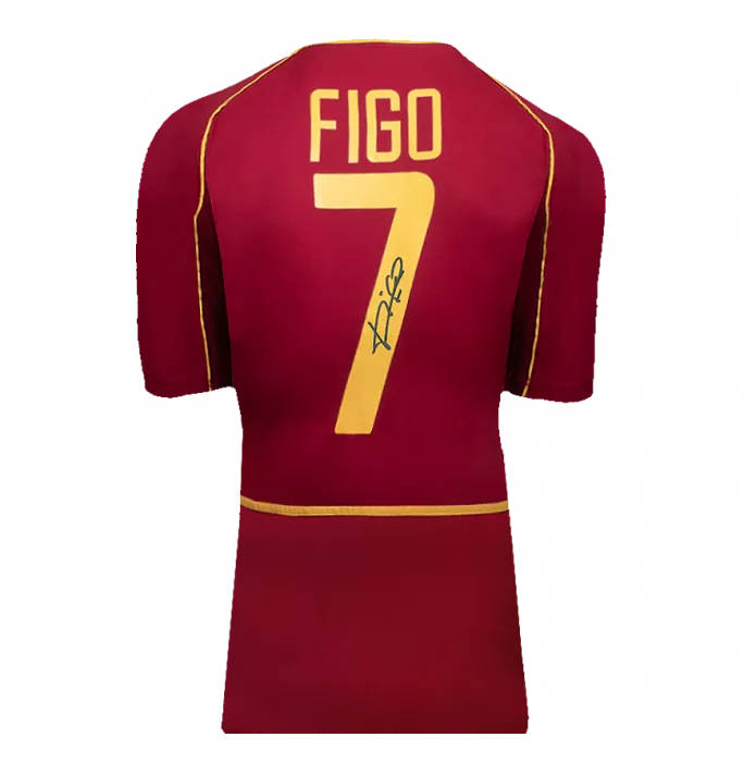 Icons Luis Figo Back Signed Portugal 2002-04 Home Shirt In Deluxe Packaging