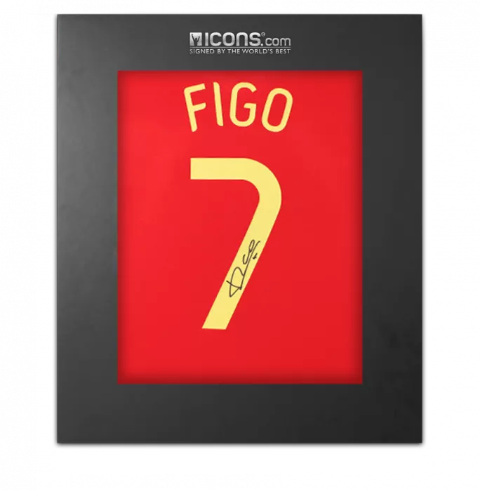 icons Luis Figo Back Signed Portugal Modern Home Shirt In Deluxe Packaging
