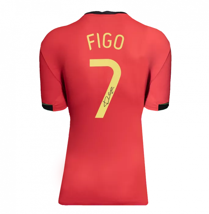 Icons Luis Figo Back Signed Portugal Modern Home Shirt In Hero Frame: Option 1