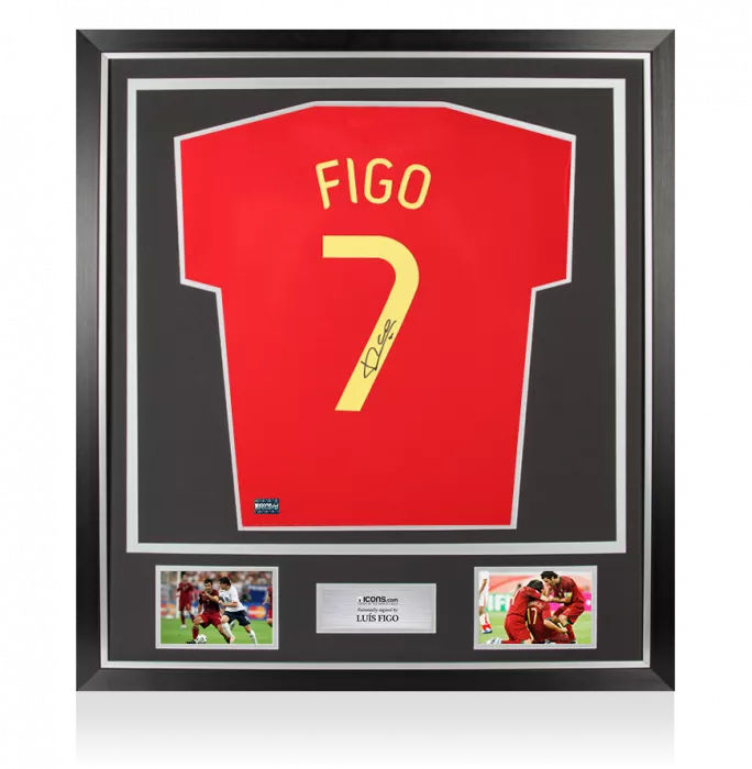 icons Luis Figo Back Signed Portugal Modern Home Shirt In Classic Frame