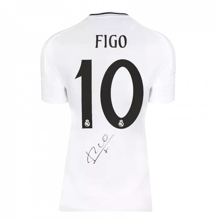 Icons Luis Figo Back Signed Real Madrid 2024-25 Home Shirt In Deluxe Packaging