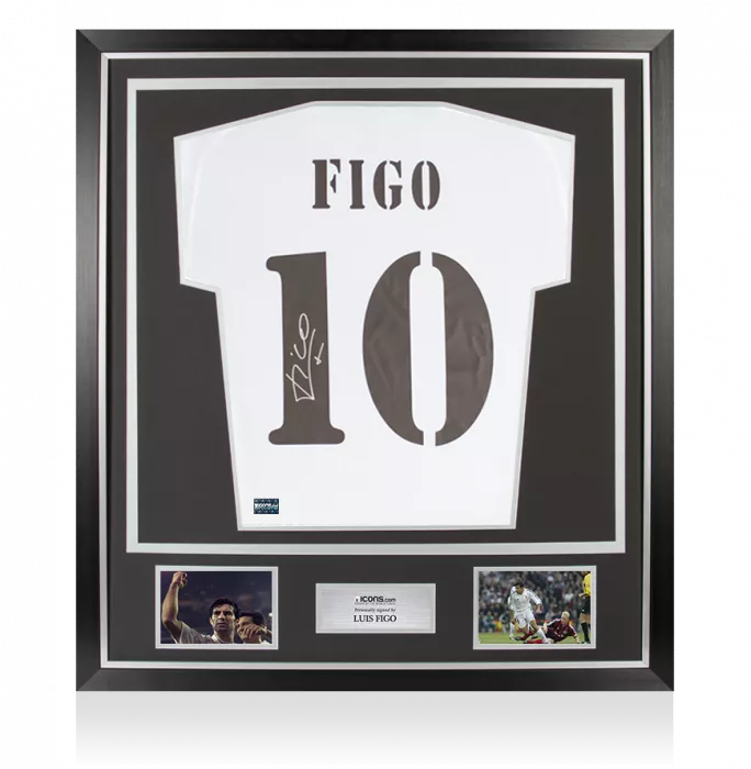icons Luis Figo Back Signed Real Madrid Icons Shirt In Classic Frame