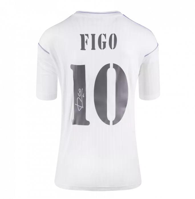 Icons Luis Figo Back Signed Real Madrid Terrace Shirt In Hero Frame: Option 1