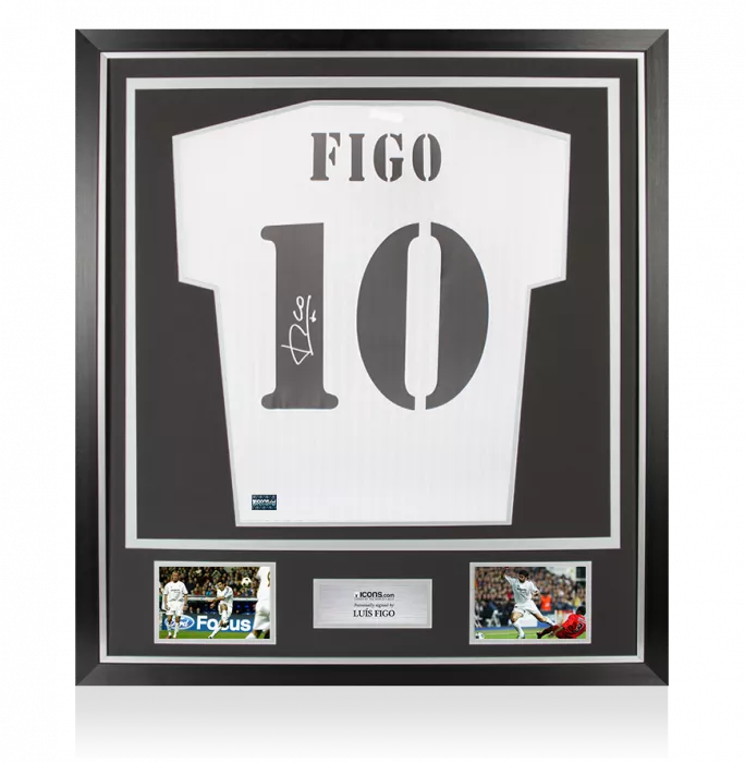 icons Luis Figo Back Signed Real Madrid Terrace Shirt In Classic Frame