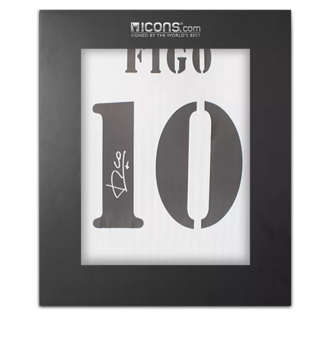 icons Luis Figo Back Signed Real Madrid Terrace Shirt In Deluxe Packaging