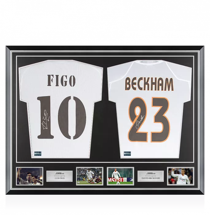 icons Luis Figo & David Beckham Signed Real Madrid Shirts In Classic Dual Frame