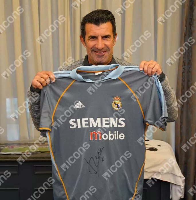 Icons Luis Figo Front Signed Real Madrid 2003-04 Third Shirt In Classic Frame