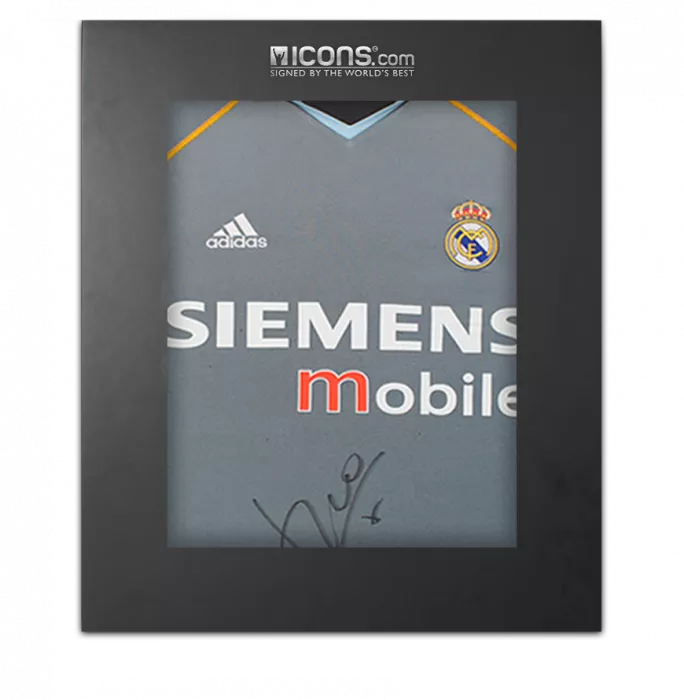 icons Luis Figo Front Signed Real Madrid 2003-04 Third Shirt In Deluxe Packaging