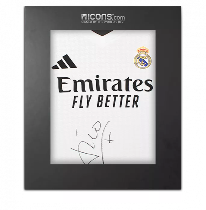 icons Luis Figo Front Signed Real Madrid 2024-25 Home Shirt In Deluxe Packaging