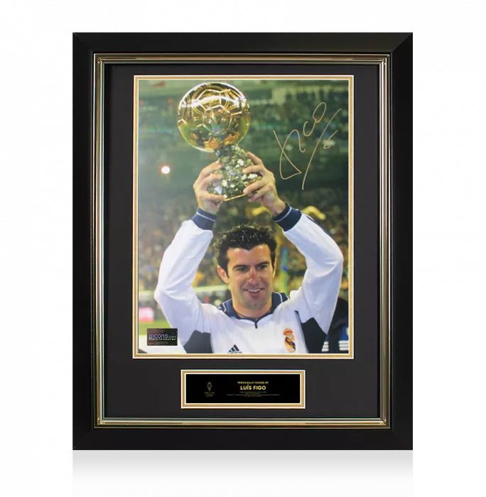 icons Luis Figo Official Ballon d'Or™ Signed Real Madrid Photo: 2000 Ballon d'Or Winner