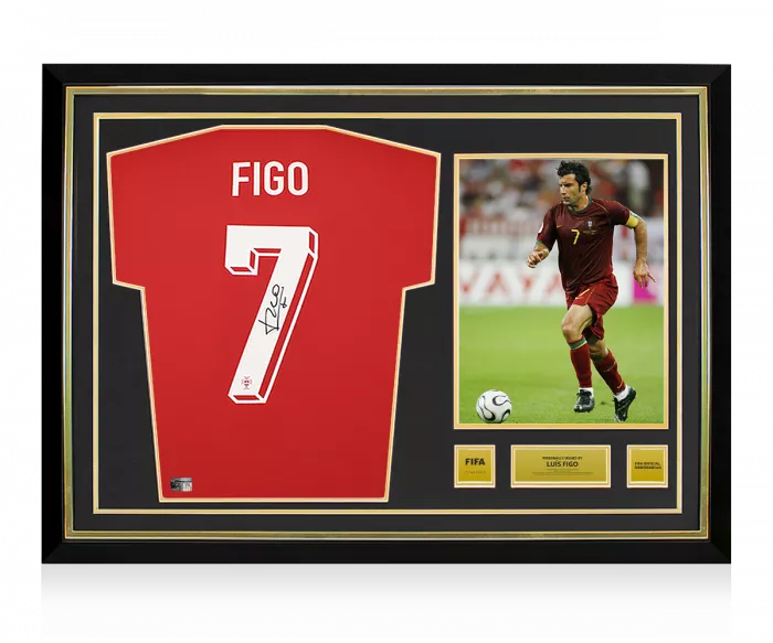 icons Luis Figo Official FIFA World Cup™ Back Signed and Hero Framed Portugal 2024 Home Shirt
