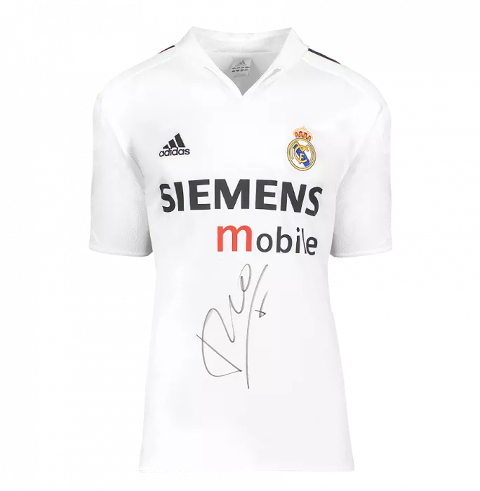Icons Luis Figo Official UEFA Champions League Front Signed And Hero Framed Real Madrid 2004-05 Home Shirt