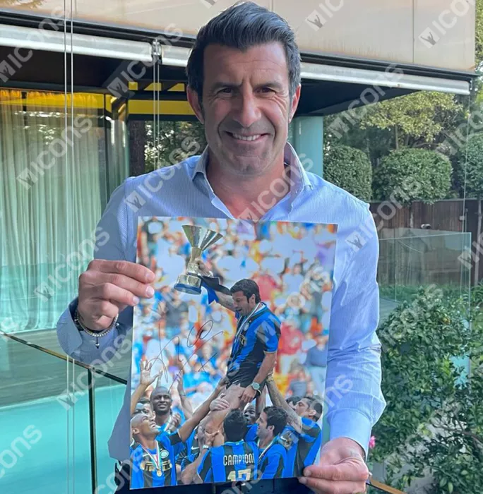 Icons Luis Figo Signed Internazionale Photo: 2008-09 Scudetto Winner