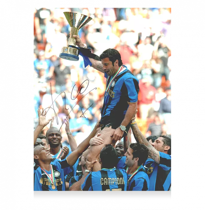 Icons Luis Figo Signed Internazionale Photo: 2008-09 Scudetto Winner