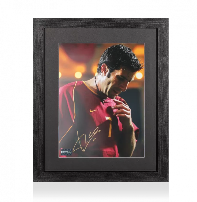 icons Luis Figo Signed Portugal Photo In Black Wooden Frame: Seleção Legend
