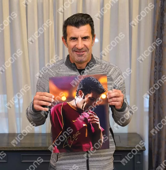 Icons Luis Figo Signed Portugal Photo In Premium Photo Frame: Seleção Legend