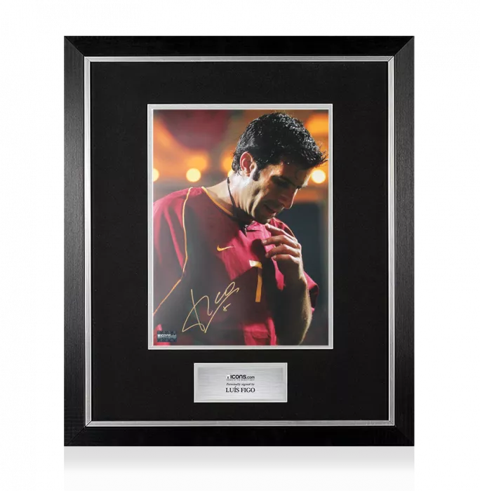 icons Luis Figo Signed Portugal Photo In Premium Photo Frame: Seleção Legend
