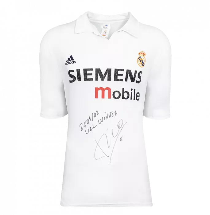 Icons Luis Figo Signed Real Madrid Centenary Home Shirt- "01-02 UCL Winner" Inscription In Hero Frame: Option 1