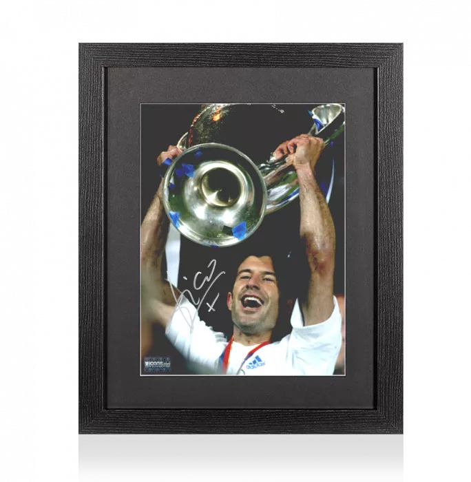 Icons Luis Figo Signed Real Madrid Photo In Black Wooden Frame: 2002 UEFA Champions League Winner