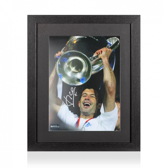 icons Luis Figo Signed Real Madrid Photo In Black Wooden Frame: 2002 UEFA Champions League Winner