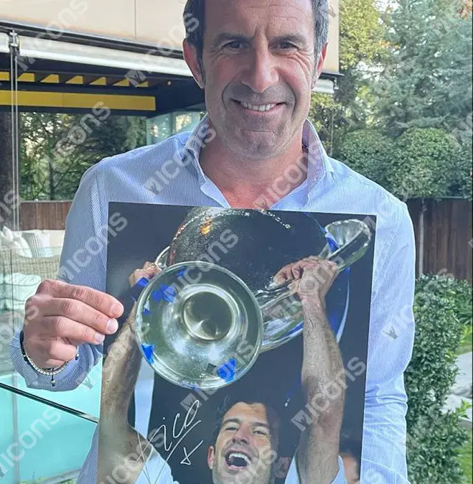 Icons Luis Figo Signed Real Madrid & Portugal Photos In Dual Photo Frame