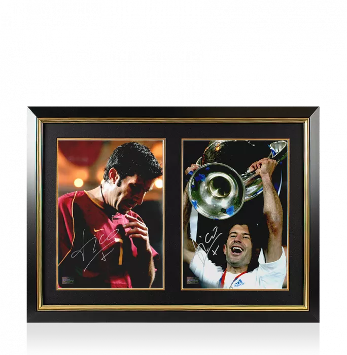 icons Luis Figo Signed Real Madrid & Portugal Photos In Dual Photo Frame
