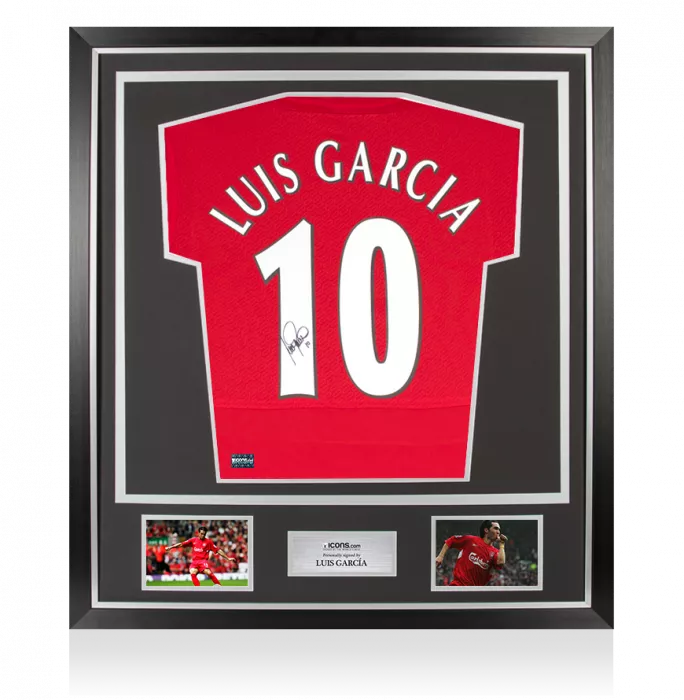 icons Luis Garcia Back Signed Liverpool FC 2005 Home Shirt In Classic Frame
