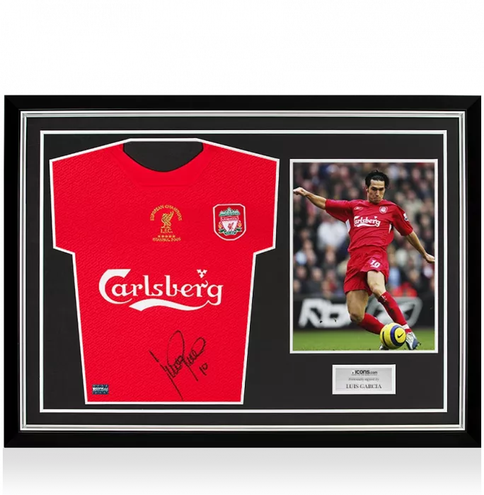Icons Luis Garcia Front Signed Liverpool 2004-05 Home Shirt In Hero Frame: Option 1