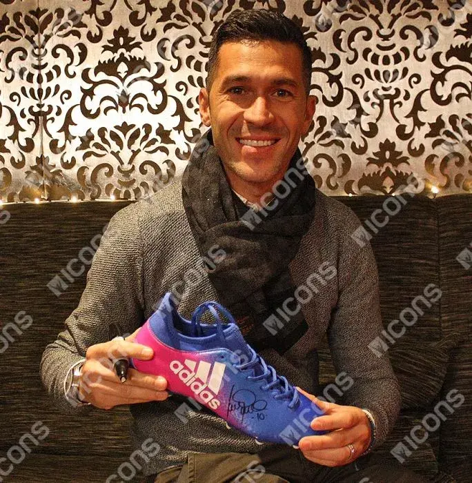Icons Luis Garcia Signed Blue And Pink Adidas X Techfit Boot In Bubble Frame: Option 1