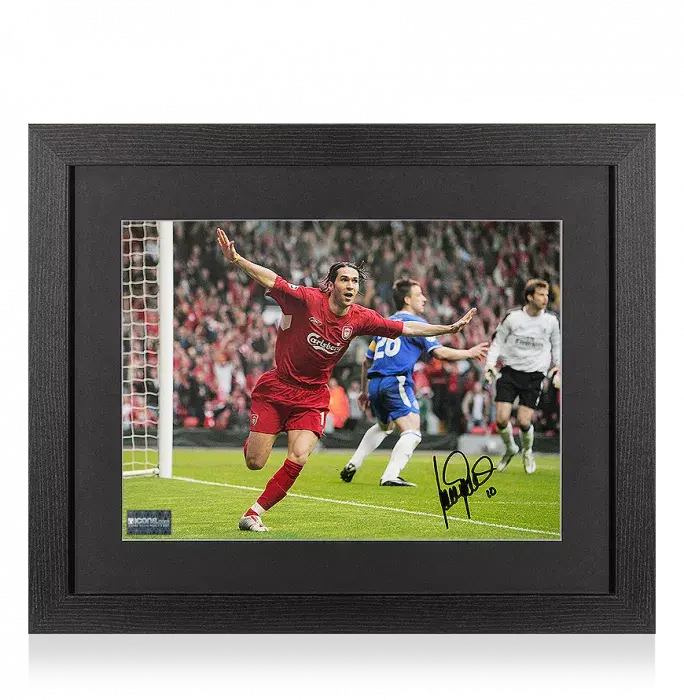 Icons Luis Garcia Signed Liverpool Photo In Black Wooden Frame: 2005 UEFA Champions League Semi-Final 'Ghost Goal'
