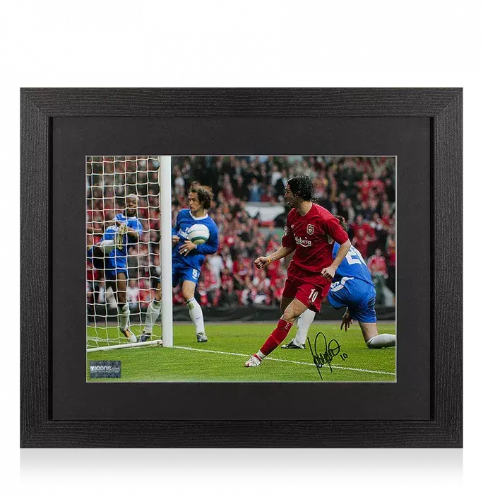 icons Luis Garcia Signed Liverpool Photo In Black Wooden Frame: 'Ghost Goal' vs Chelsea