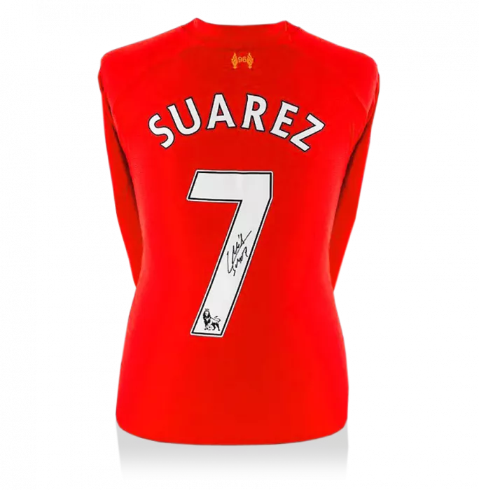icons Luis Suarez Back Signed Liverpool 2013-14 Home Shirt