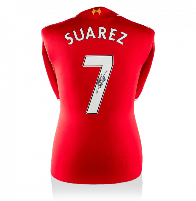 icons Luis Suarez Back Signed Liverpool 2014-15 Home Shirt