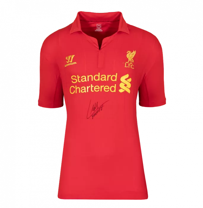 Icons Luis Suarez Front Signed Liverpool FC 2012-13 Home Shirt In Hero Frame: Option 1