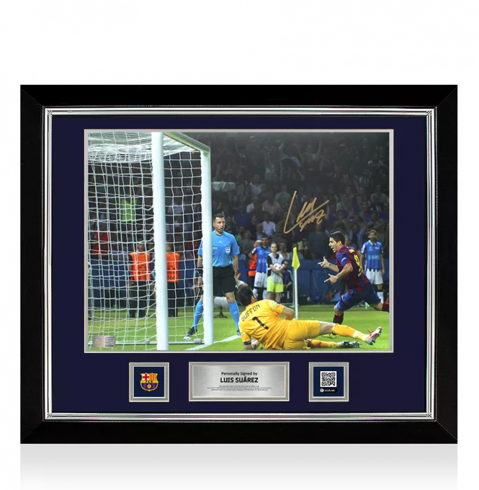 Icons Luis Suarez Official FC Barcelona Signed And Framed Photo: 2015 UEFA Champions League Final Goal Vs Juventus