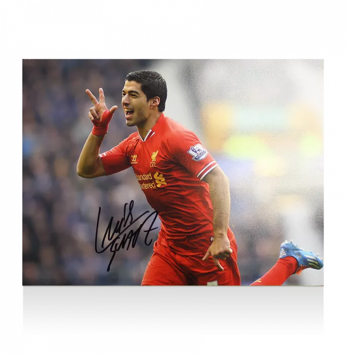 icons Luis Suarez Signed Liverpool Photo: Trademark Celebration