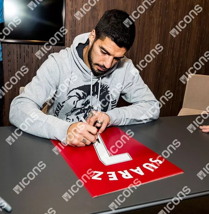 Icons Luis Suarez Signed Liverpool Shirt Print In Black Wooden Frame: Limited Edition 'Suarez 7'