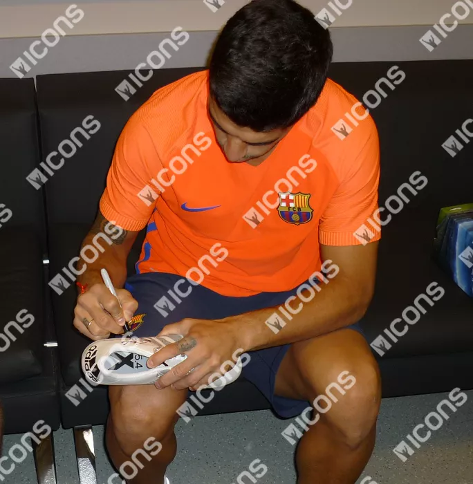 Icons Luis Suarez Signed White And Silver Adidas X 15.4 Boot