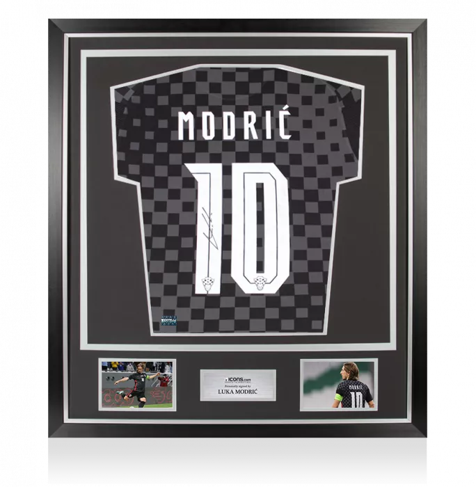 icons Luka Modric Back Signed Croatia 2020-21 Away Shirt In Classic Frame