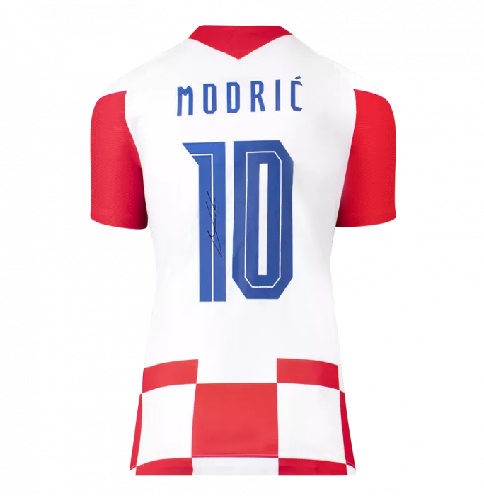 Icons Luka Modric Back Signed Croatia 2020-21 Home Shirt With Fan Style Number In Classic Frame