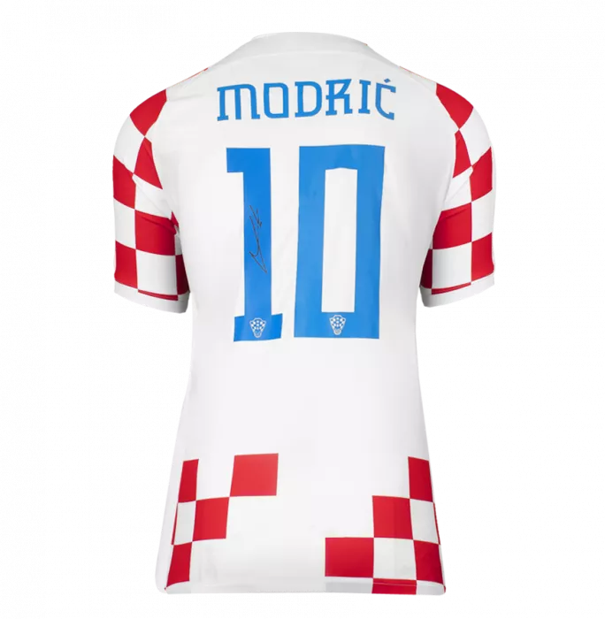 Icons Luka Modric Back Signed Croatia 2022-23 Home Shirt In Hero Frame: Option 1