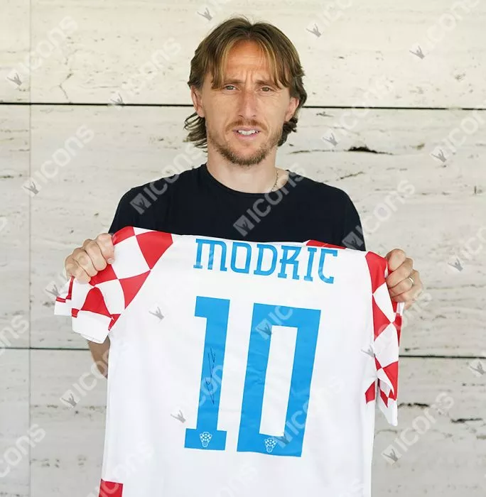 Icons Luka Modric Back Signed Croatia 2022-23 Home Shirt In Hero Frame: Option 1