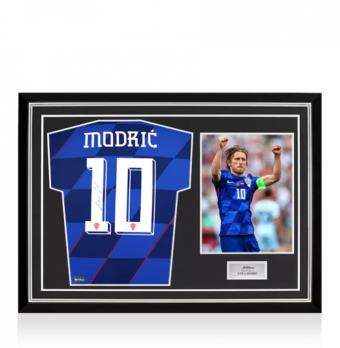 icons Luka Modric Back Signed Croatia 2024 Away Shirt In Hero Frame: Option 1
