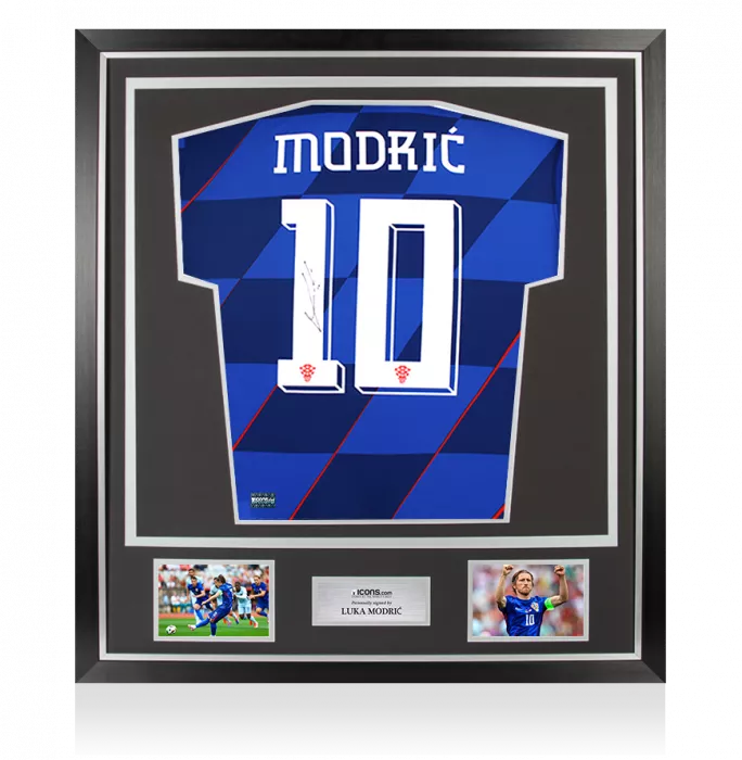 icons Luka Modric Back Signed Croatia 2024 Away Shirt In Classic Frame