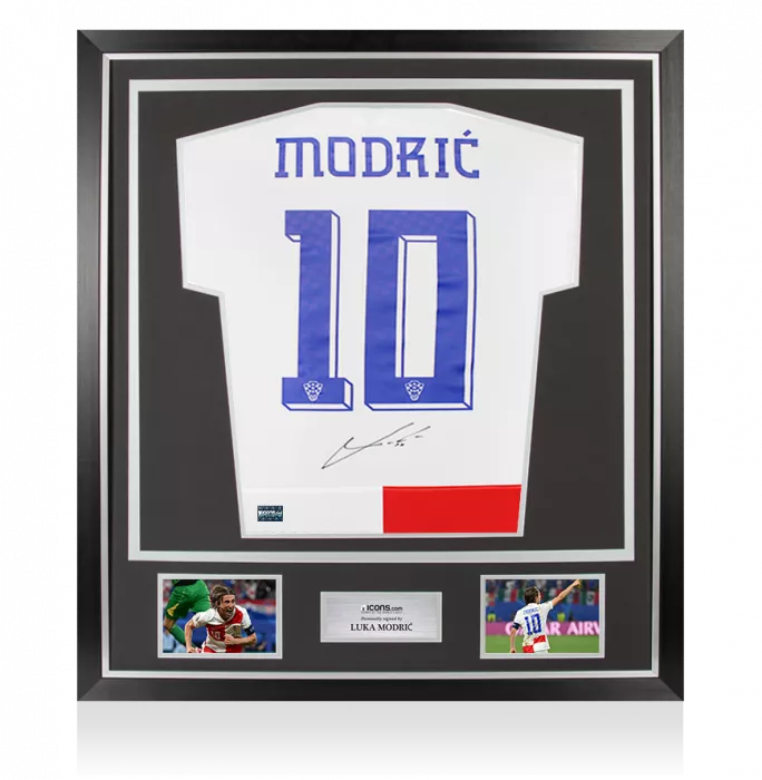 icons Luka Modric Back Signed Croatia 2024 Home Shirt In Classic Frame