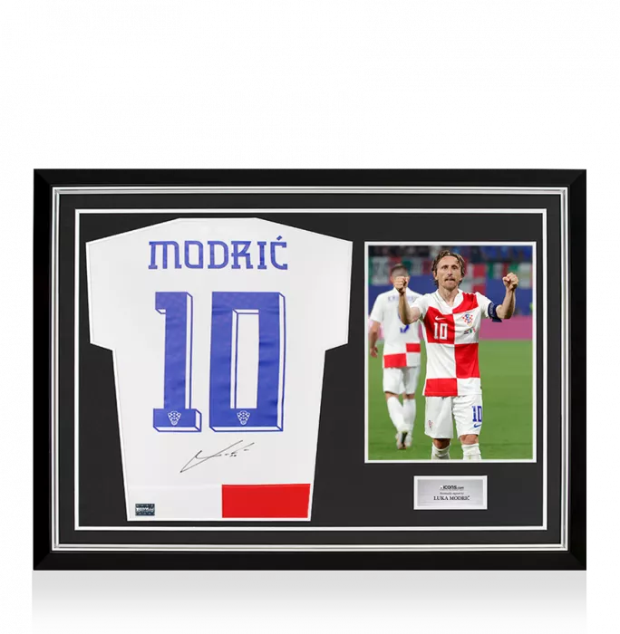 icons Luka Modric Back Signed Croatia 2024 Home Shirt In Hero Frame: Option 1