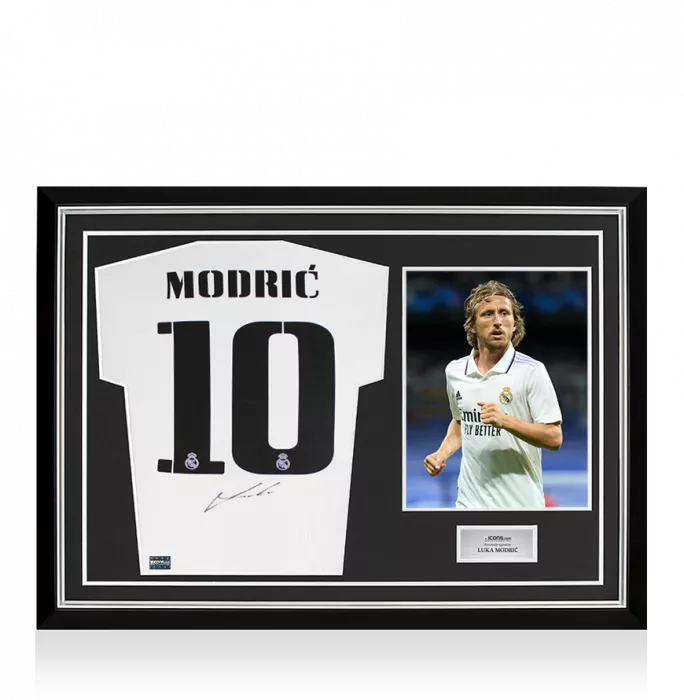 icons Luka Modric Back Signed Real Madrid 2022-23 Home Shirt In Hero Frame: Option 1